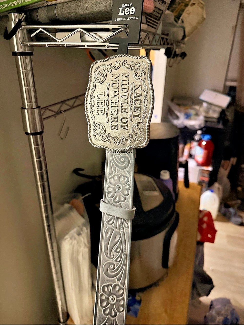 Kacey Lee Genuine Leather Western Belt in Silver NWT